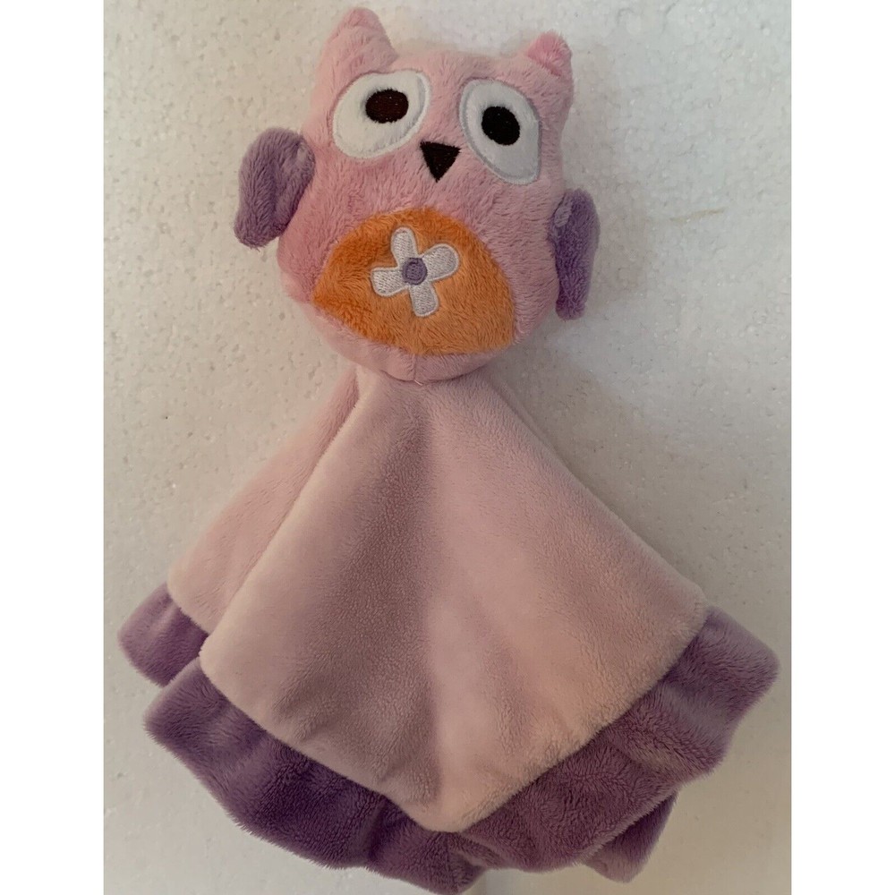 Banana Fish Owl Baby Lovey Pink Purple Plush Satin Edge Baby Blanket Soft